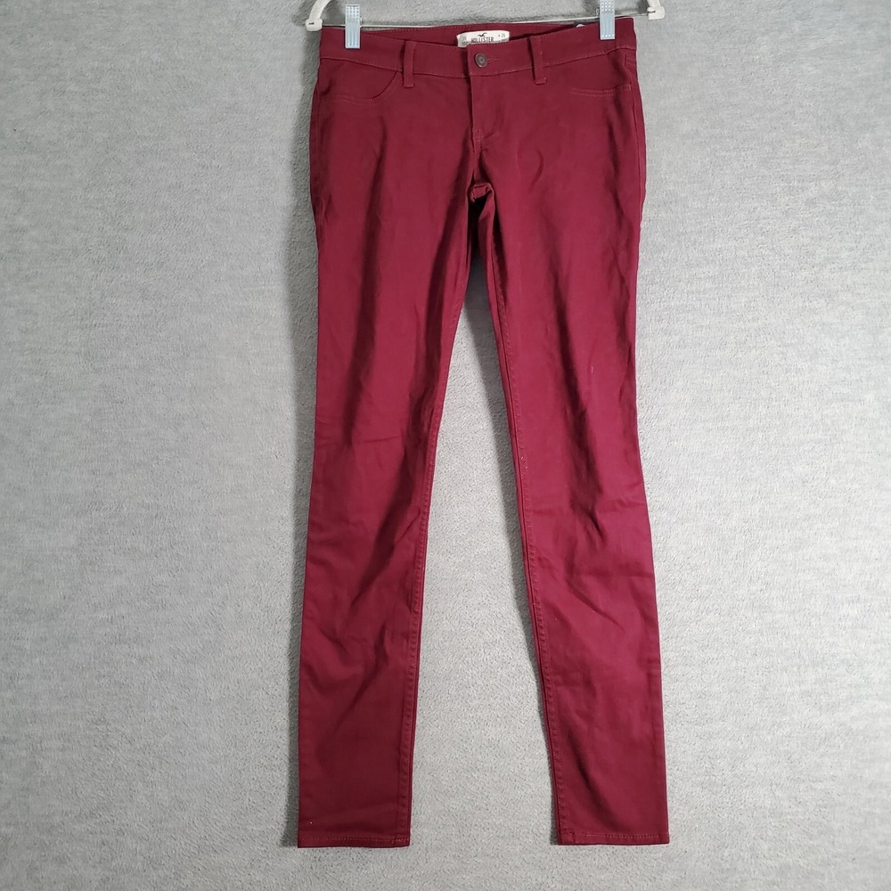 Hollister Women Jeans 26 Red Super Skinny Denim Low Rise Pockets 31"‎ Inseam NWT